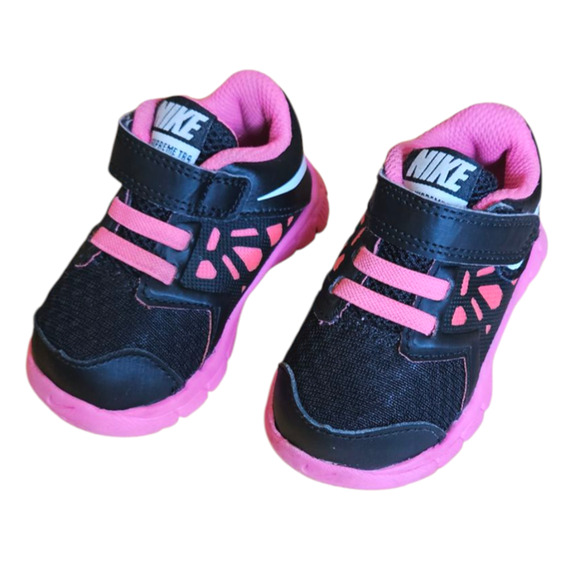 Nike Flex Supreme Sneakers Black Pink Toddler Size 4 - Picture 1 of 9